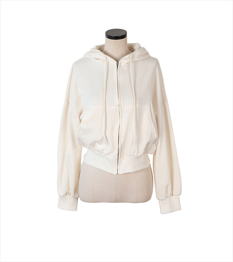 Versatile Thin Hooded Sweater Coat Women's Cotton