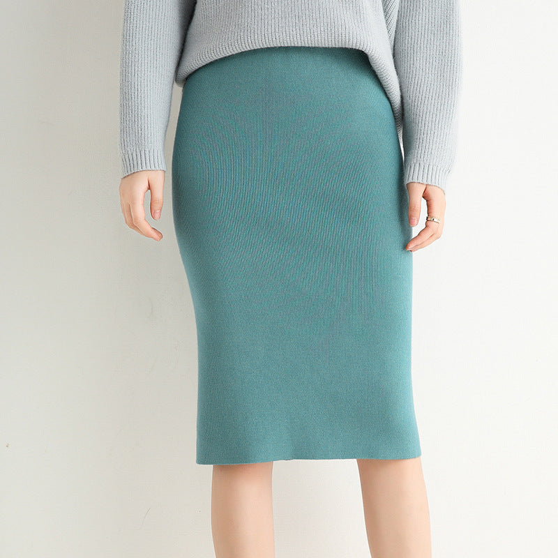 Knitted skirt wrap hip skirt