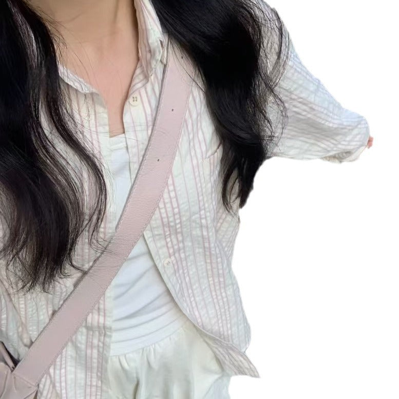 Sun Protection Shirt Women's Loose Slimming Casual Vertical Stripe Shirt Coat