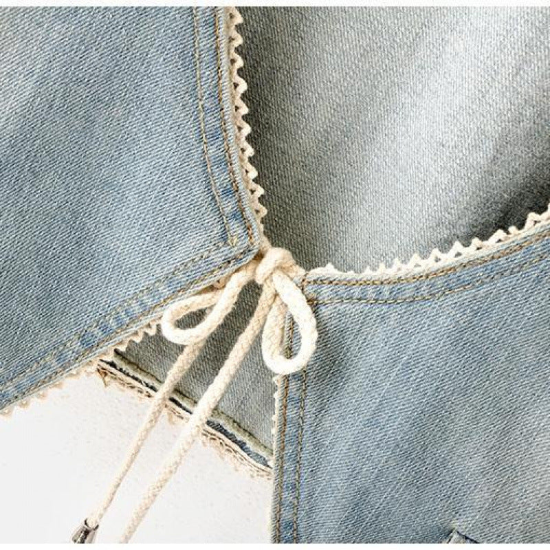 Denim Coat Short All-matching Slim Fit Slimming Short Sleeve Shawl