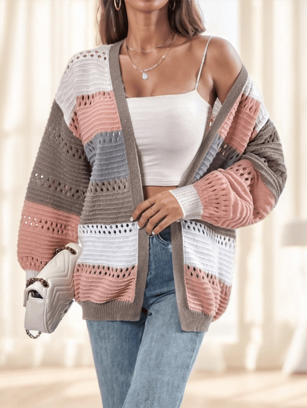 A Multicolored Striped Coat For Ladies