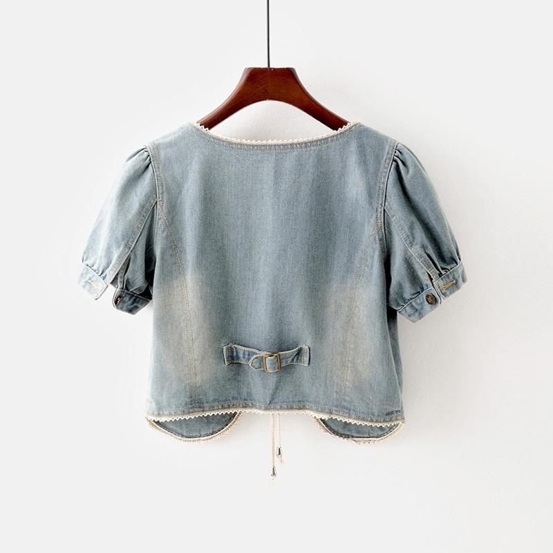 Denim Coat Short All-matching Slim Fit Slimming Short Sleeve Shawl