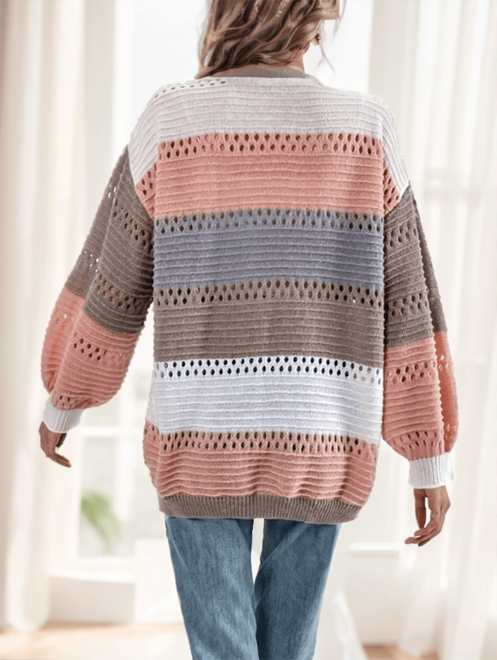 A Multicolored Striped Coat For Ladies