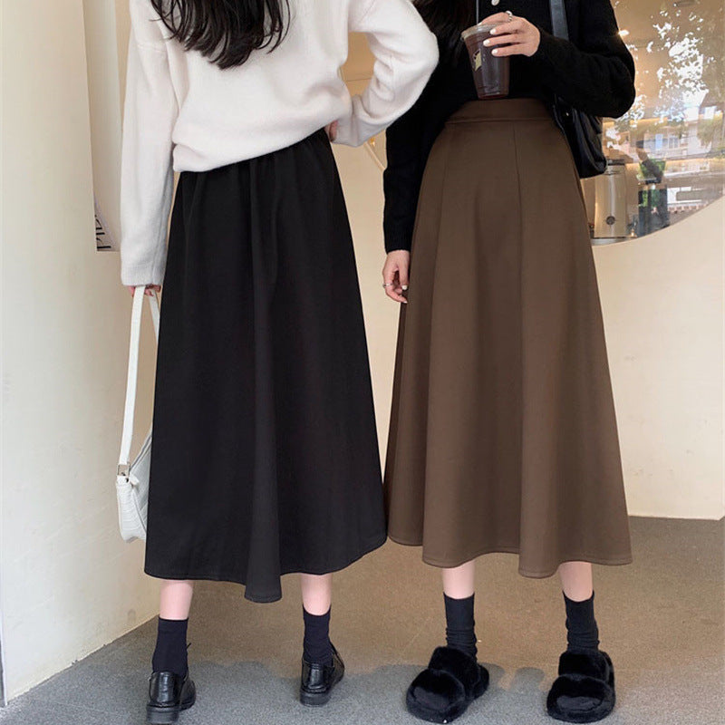 Black Woolen Skirt Autumn And Winter High Waist A- Line Skirt Umbrella Skirt Skirt