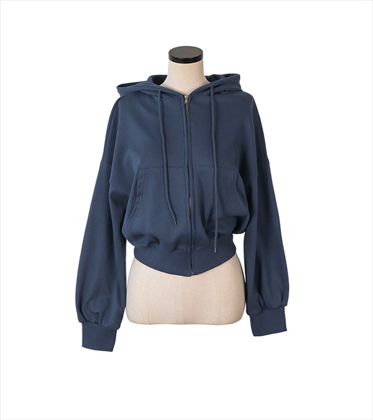 Versatile Thin Hooded Sweater Coat Women's Cotton