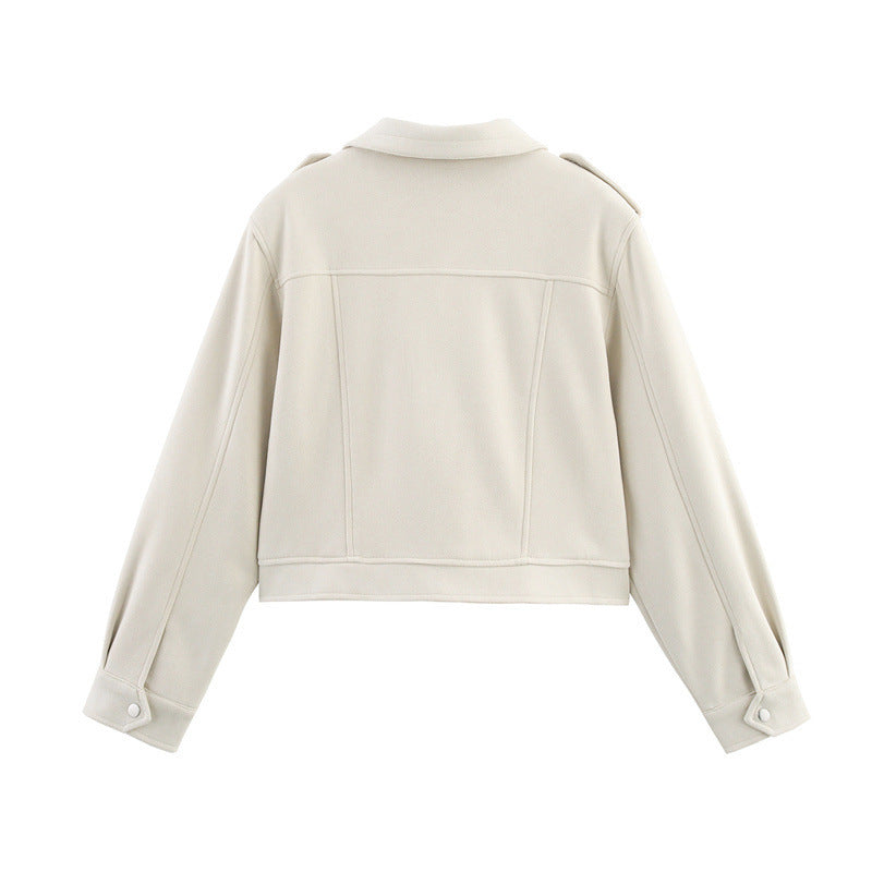 New Spring And Autumn Casual Loose European And American Style Suede Fabric Jacket Short Coat