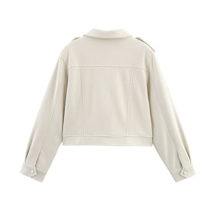 New Spring And Autumn Casual Loose European And American Style Suede Fabric Jacket Short Coat