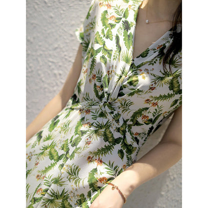 V-neck French Style High Sense Lightly Mature Retro Slimming Skirt