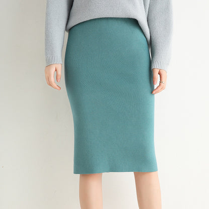 Knitted skirt wrap hip skirt