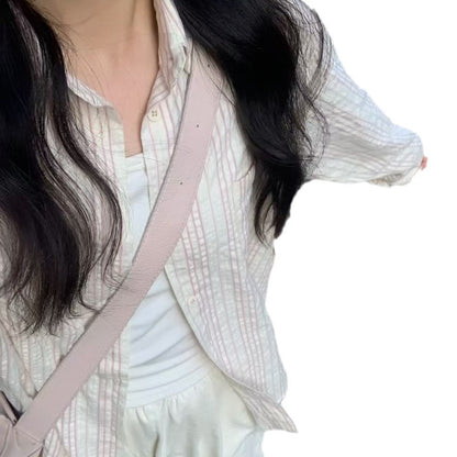 Sun Protection Shirt Women's Loose Slimming Casual Vertical Stripe Shirt Coat