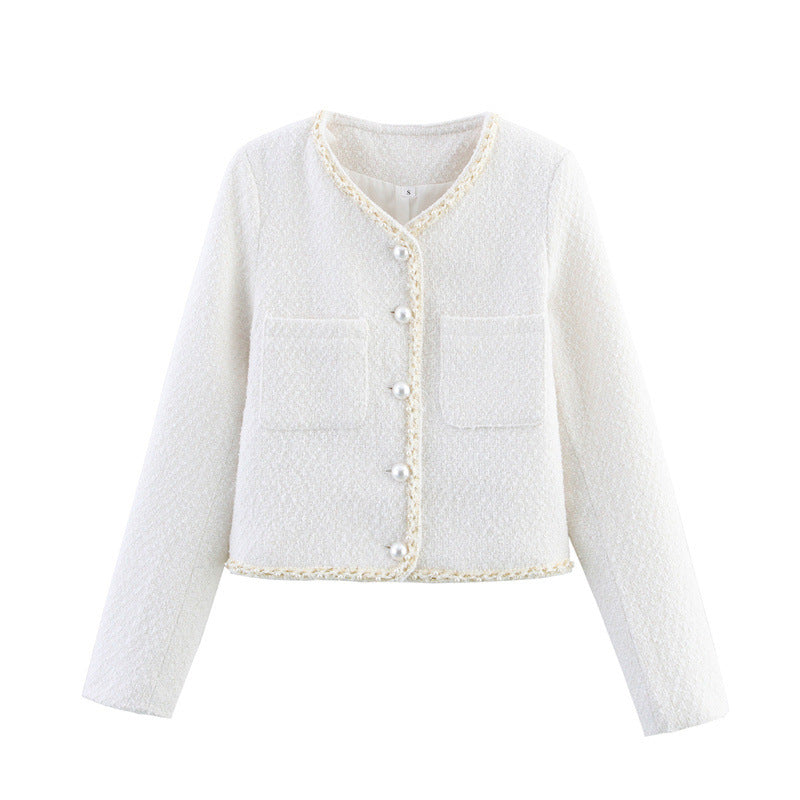 Solid Color European And American Style Pearl Decorative Coat