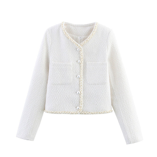 Solid Color European And American Style Pearl Decorative Coat