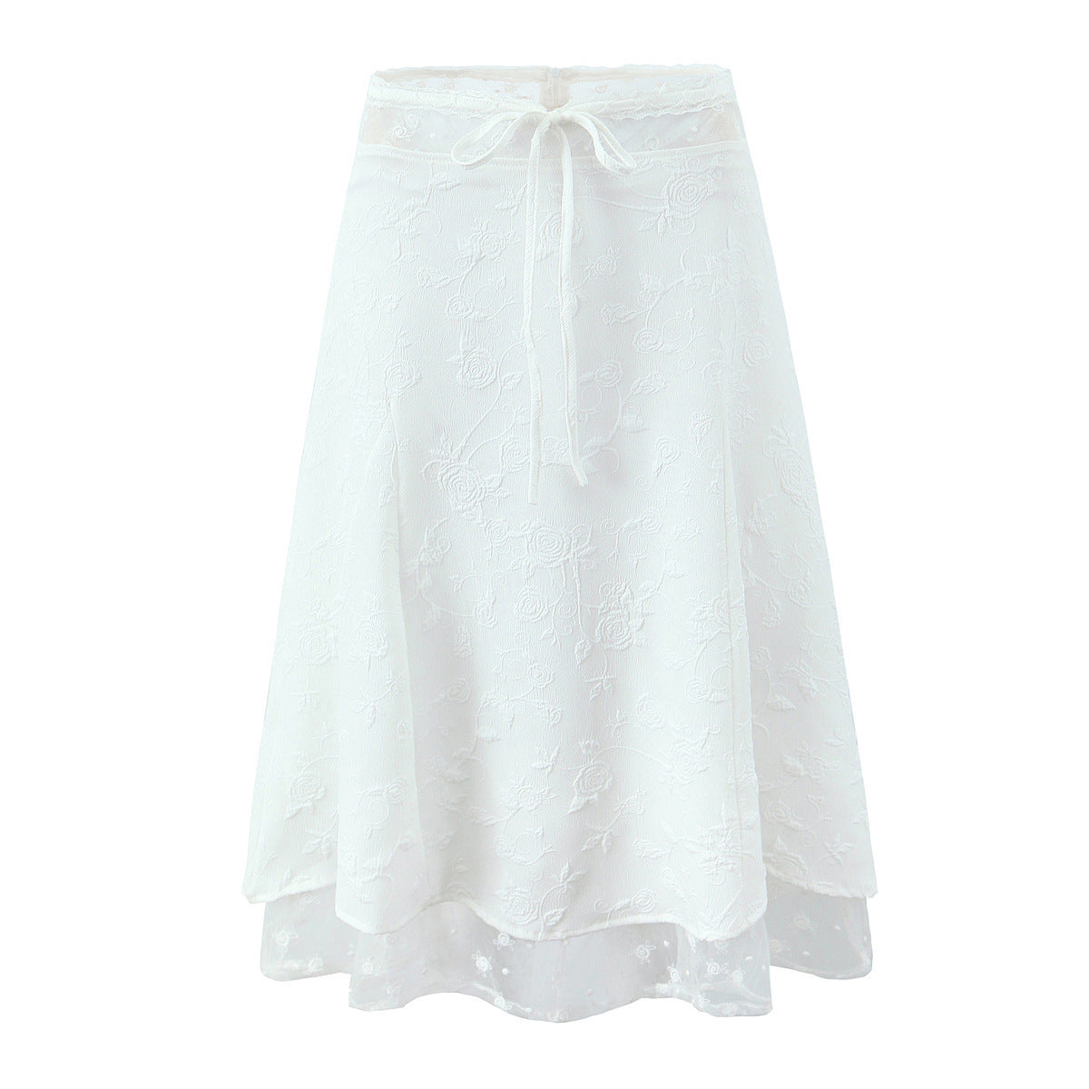 New Sweet Lace Stitching 2-piece Retro Jacquard Small Sling Vest Long Skirt
