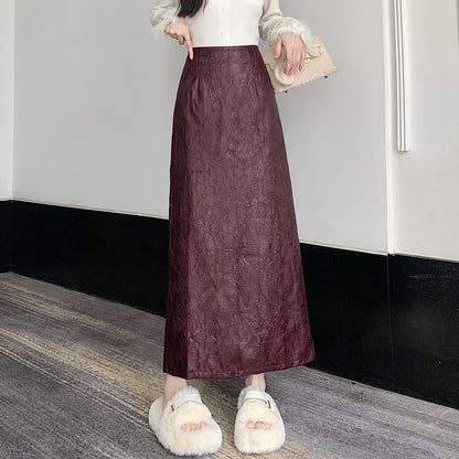 Pleated Retro Skirt Women's Split Long Skirt