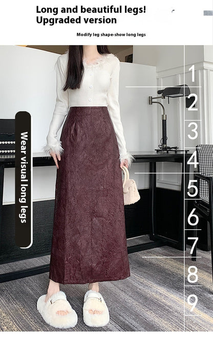 Pleated Retro Skirt Women's Split Long Skirt