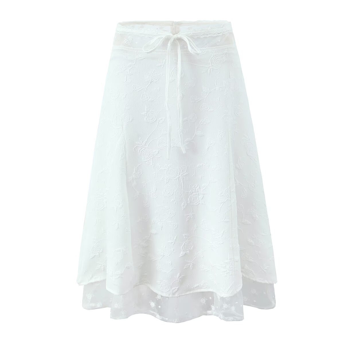 New Sweet Lace Stitching 2-piece Retro Jacquard Small Sling Vest Long Skirt